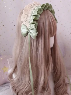 Doux Lolita Coiffe Dentelle Bow Lolita Bandeau Déguisements Halloween