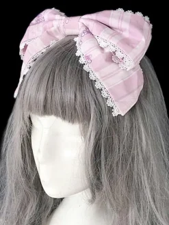 Doux Lolita Coiffure Infanta Maiden Room Dentelle Trim Bow Imprimer Lolita Accessoire de Cheveux Déguisements Halloween
