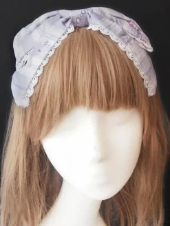 Doux Lolita Coiffure Infanta Maiden Room Dentelle Trim Bow Imprimer Lolita Accessoire de Cheveux Déguisements Halloween