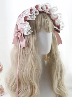 Doux Lolita Coiffe Dentelle Bows Bandeau Couvre-chef Déguisements Halloween