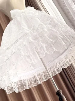 Doux Lolita Jupons Polyester Dentelle Gothique Lolita Jupon Femme Blanc Lolita Jupon