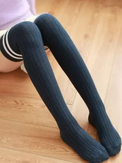 Doux Lolita Stocking deux chaussettes hautes de coton de rayure de tonalité Déguisements Halloween