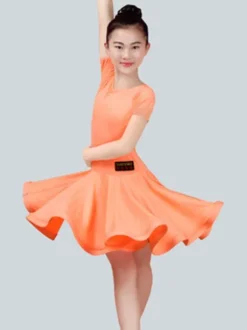 Eblouissant costume de danse latine en lycra elasthanne unicolore Robe Déguisements Halloween