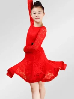 Eblouissant costume de danse latine en lycra elasthanne unicolore Robe Déguisements Halloween