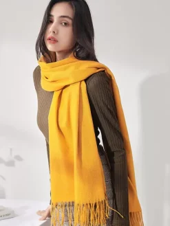 Echarpes Femme Hiver Unicolore avec Franges