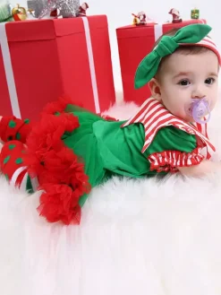 Enfant Tulle Rouge À Volants Bébé Robe De Patineur Coton Costume De Noël Déguisement Noël Cadeau Enfant