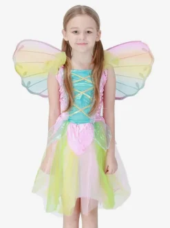 Enfant Cadeau Noël Costume Ange Arc-en-pétale Robe Fille Halloween Robe De Princesse Fille Déguisement Baptême