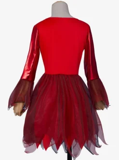 Enfants Halloween Costumes Diables Rouges Polyester Robe Chapeaux Filles Cosplay Costume Ensemble Complet Cadeau Noël
