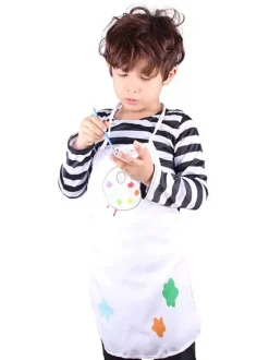 Enfants Cosplay Costumes Peintre Costume Blanc Top Tablier Chapeau Ensemble 3 Pièces Costume d'Halloween