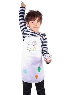 Enfants Cosplay Costumes Peintre Costume Blanc Top Tablier Chapeau Ensemble 3 Pièces Costume d'Halloween