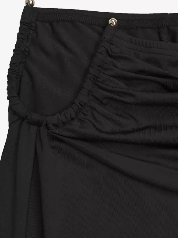 Ensemble 2 pièces : haut court dos nu à découpes torsadées et pantalon capri froncé