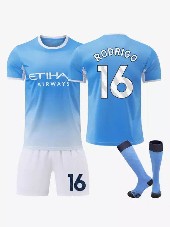 Ensemble 3 pièces : Maillot domicile bleu de Manchester City 26/27 maillot n° 9 Haaland n° 47 Foden n° 10 Cherki