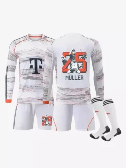 Ensemble 3 pièces blanc personnalisé à manches longues pour adultes et enfants (25/26) n° 10 Musiala n° 17 Olise Football Club