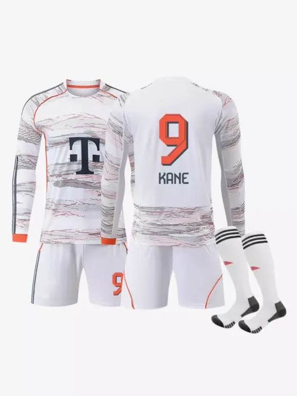 Ensemble 3 pièces blanc personnalisé à manches longues pour adultes et enfants (25/26) n° 10 Musiala n° 17 Olise Football Club