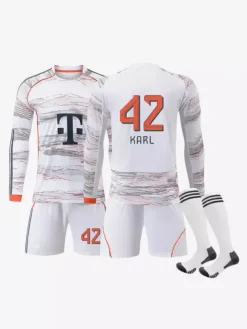 Ensemble 3 pièces blanc personnalisé à manches longues pour adultes et enfants (25/26) n° 10 Musiala n° 17 Olise Football Club