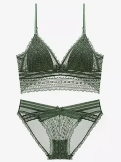 Ensemble 2 Pièces Lingerie Femme Soutien-gorge Et Culotte Sous-vêtements En Dentelle