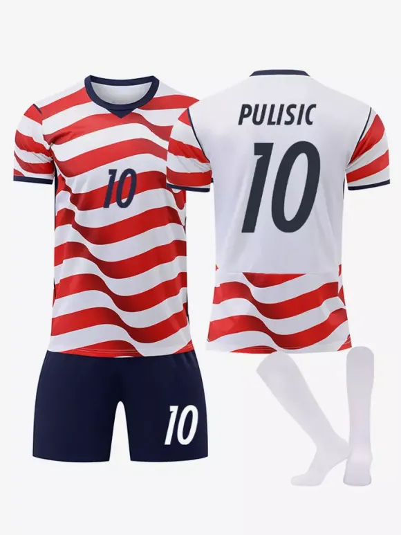 Ensemble 3 pièces pour enfants et adultes : maillot domicile USA n° 10 Pulisic 2026