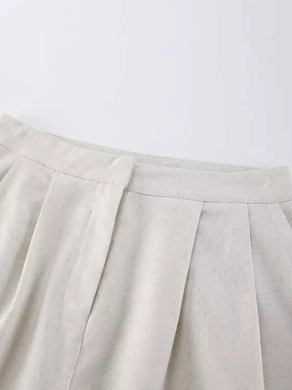 Ensemble 2 pièces pour femme : débardeur à bretelles spaghetti col en V et basque pantalon plissé taille haute à jambes larges