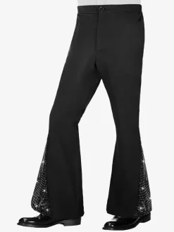 Ensemble 2 pièces pour homme chemise disco vintage brillante des années 70 et pantalon à pattes d'éléphant à paillettes style hippie rétro costumes de mec