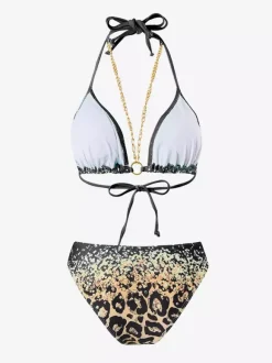Ensemble bikini dos nu et cache-maillot de bain 3 pièces à imprimé léopard 2026