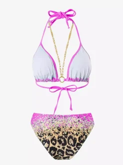 Ensemble bikini dos nu et cache-maillot de bain 3 pièces à imprimé léopard 2026