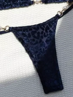 Ensemble bikini léopard pour femme - Haut string à col halter et perles - Idéal pour une pool party estivale sur un yacht (2026)
