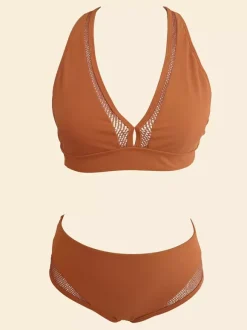Ensemble bikini taille haute femme - Maillot de bain deux pièces athlétique avec haut dos nageur à col en V - Vacances d'été à la plage et à la piscine 2026