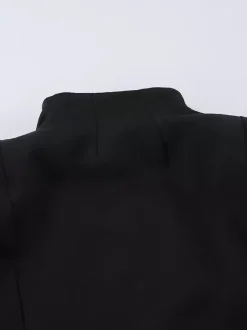 Ensemble blazer et jupe d'inspiration militaire pour femme tenue chic deux pièces - Noir vintage col montant coupe ajustée - Tenue de soirée printemps 2026