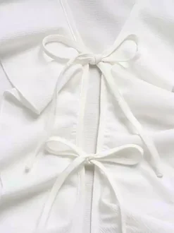 Ensemble bohème à volants 2 pièces pour femme - Haut court à manches longues et n艙ud sur le devant et short - Tenue de vacances d'été à la plage 2026