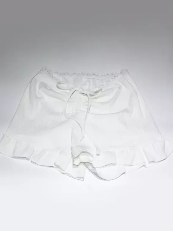Ensemble Coquette 2 pièces à bordure en dentelle blanche pour femme - Débardeur short - Tenue décontractée d'été pour la plage 2026