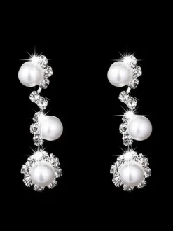 Ensemble de bijoux collier et boucle d'oreille de mariée en argent