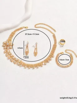 Ensemble de bijoux de mariage tendance en métal percé avec diamants attrayants
