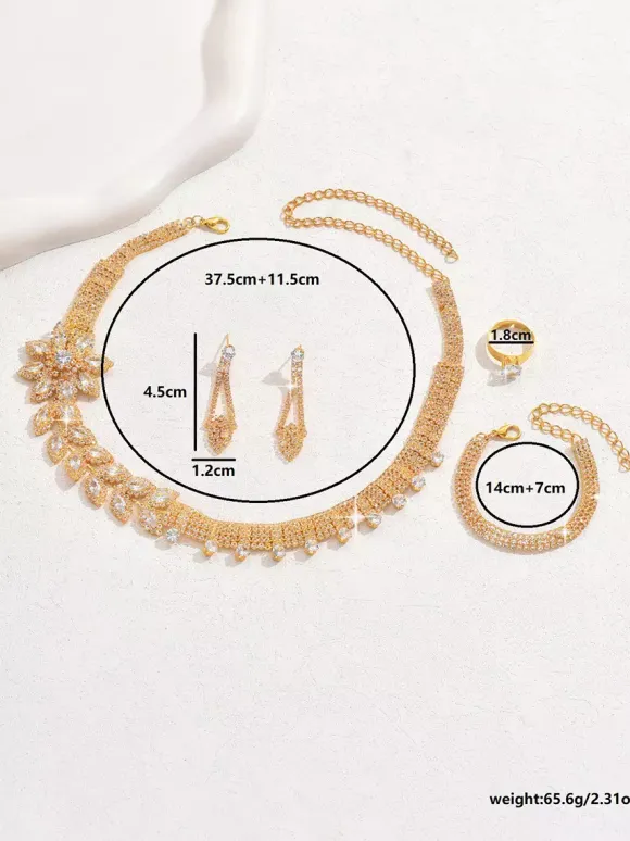 Ensemble de bijoux de mariage tendance en métal percé avec diamants attrayants