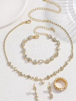Ensemble de bijoux de mariage tendance avec beau diamant en métal