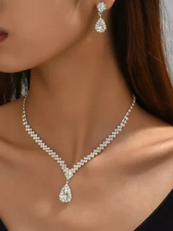 Ensemble de bijoux de mariage à la mode en métal Chic zircone cubique