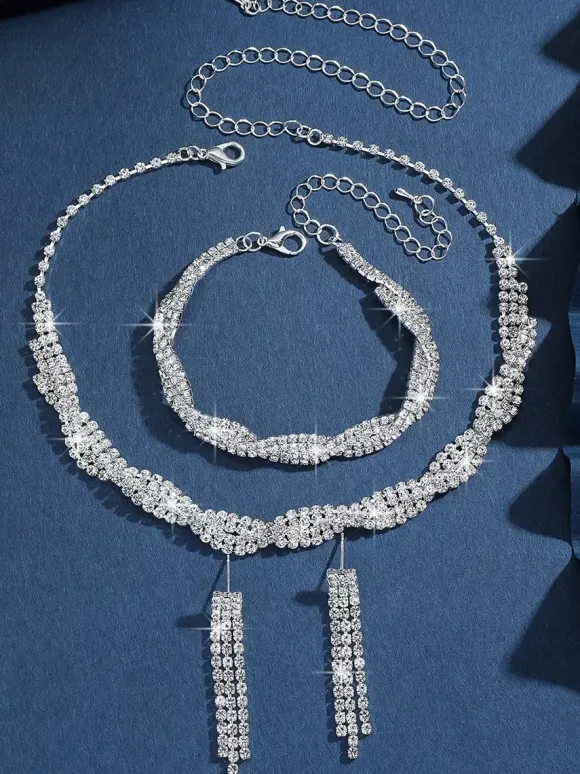 Ensemble de bijoux de mariage pour la mariée magnifique ensemble de bijoux en métal zircone cubique