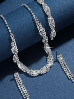 Ensemble de bijoux de mariage pour la mariée magnifique ensemble de bijoux en métal zircone cubique