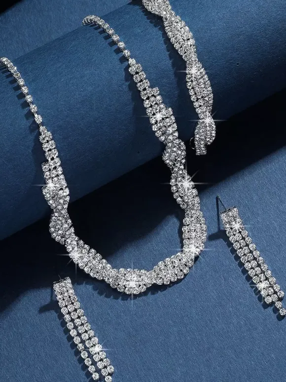 Ensemble de bijoux de mariage pour la mariée magnifique ensemble de bijoux en métal zircone cubique