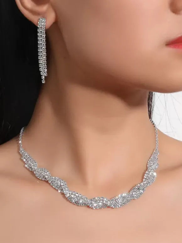 Ensemble de bijoux de mariage pour la mariée magnifique ensemble de bijoux en métal zircone cubique