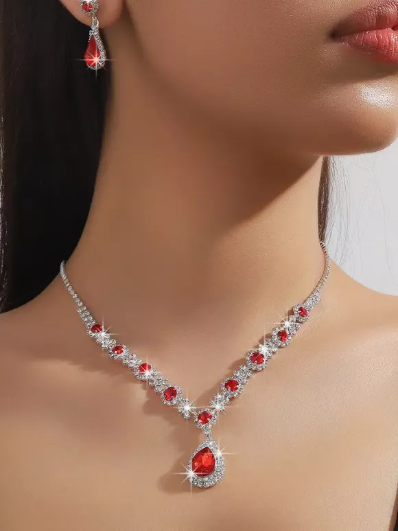 Ensemble de bijoux de mariage pour la mariée charmant diamant en métal