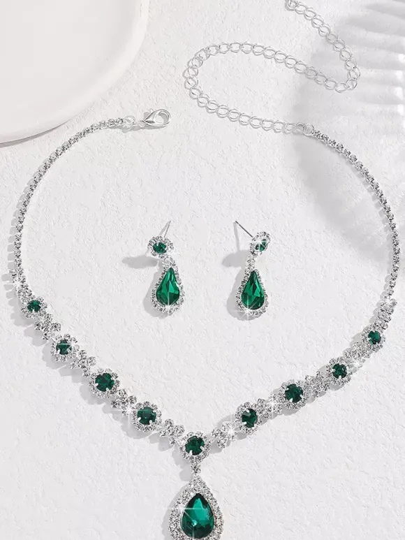 Ensemble de bijoux de mariage pour la mariée charmant diamant en métal
