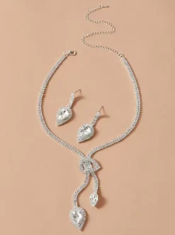 Ensemble de bijoux de mariage pour la mariée magnifique zircone cubique percé en métal