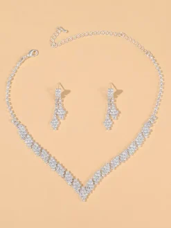 Ensemble de bijoux de mariage tendance en métal percé avec diamants chic