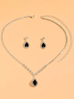 Ensemble de bijoux pour mariée avec superbe diamant en métal