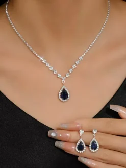 Ensemble de bijoux pour mariée avec superbe diamant en métal