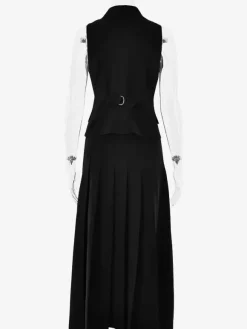 Ensemble de bureau deux pièces pour femme gilet croisé à revers et jupe longue plissée tenue d'été 2026