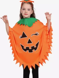 Ensemble de costumes de citrouille phosphorescents pour Halloween cape et chapeau lumineux tenue complète pour un bonbon ou un sort