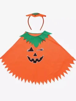 Ensemble de costumes de citrouille phosphorescents pour Halloween cape et chapeau lumineux tenue complète pour un bonbon ou un sort