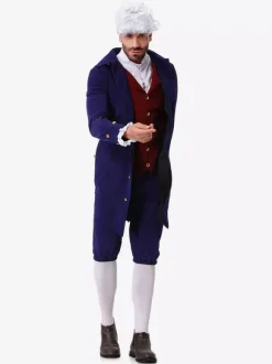 Ensemble de costumes de vacances rétro pour enfants bleu foncé avec pantalon et chapeau