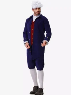 Ensemble de costumes de vacances rétro pour enfants bleu foncé avec pantalon et chapeau